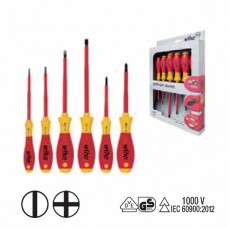 Wiha SoftFinish® Electric Slotted/ Phillips Screwdriver Set - Individually Tested Protective Insulation 1,000 V AC, VDE and GS Tested - 6 pcs - 00833